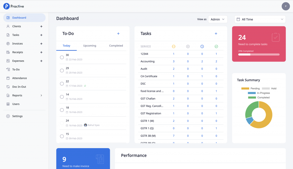 practive dashboard